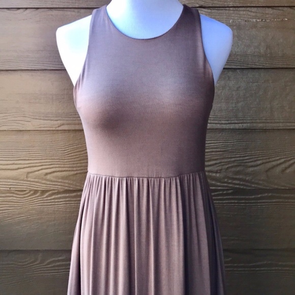Bellamie Dresses & Skirts - Mocha Maxi Dress Pockets Racerback Soft Girly